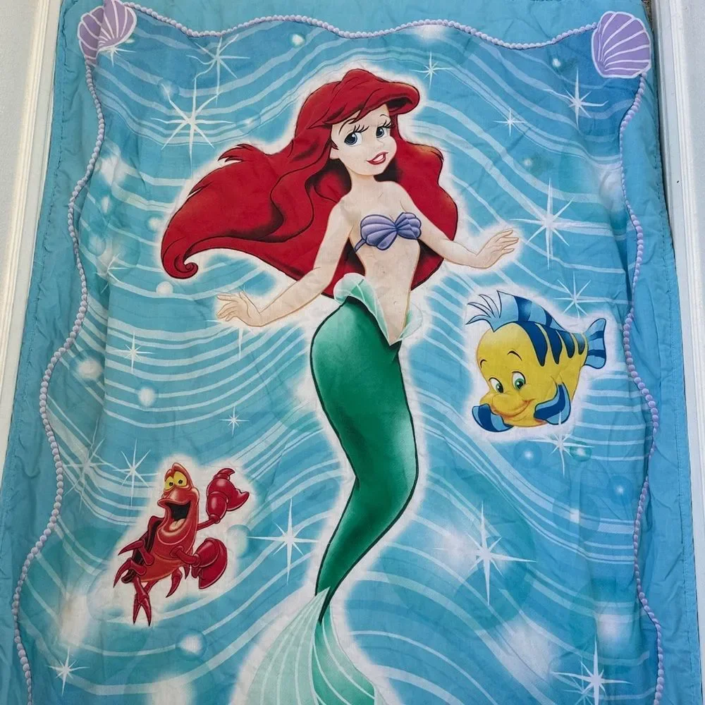 Rare HTF Vintage Disney The Little Mermaid Ariel Reversible Blanket 40